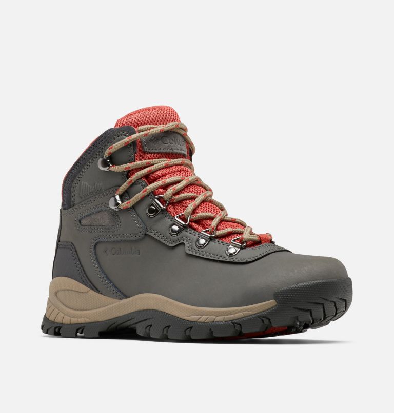 Women's Newton Ridge Plus Waterproof Hiking Boot - Wide, Color: Charcoal, Scorched Coral
