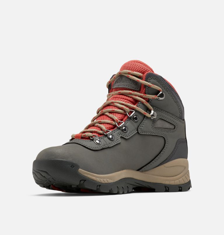 Women's Newton Ridge Plus Waterproof Hiking Boot - Wide, Color: Charcoal, Scorched Coral