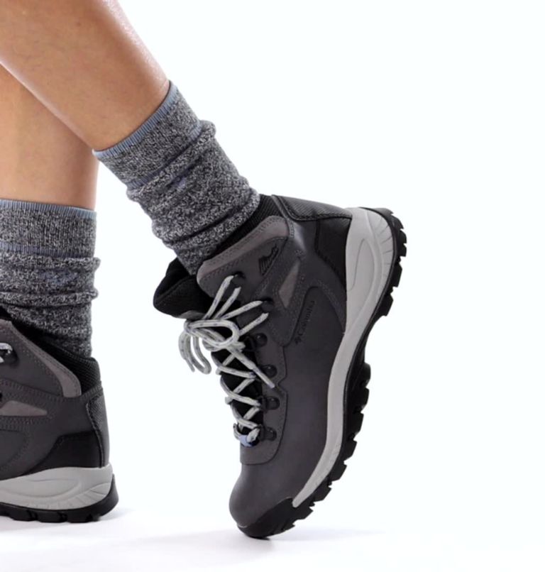 Women's Newton Ridge Plus Waterproof Hiking Boot - Wide, Color: Quarry, Cool Wave