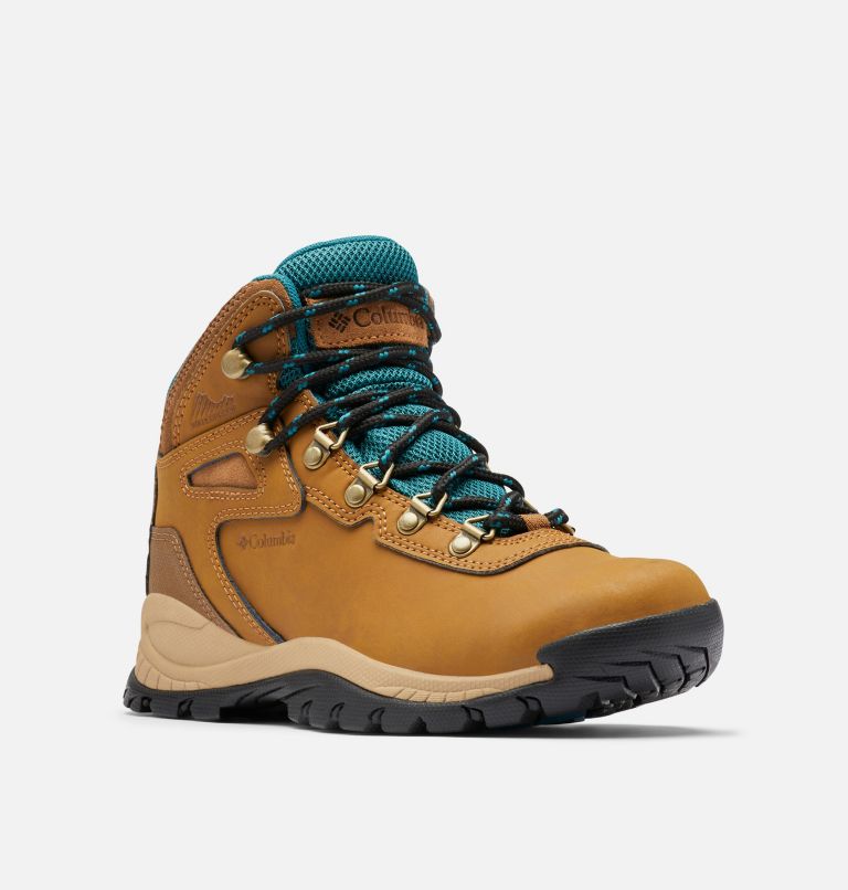 Women's Newton Ridge Plus Waterproof Hiking Boot - Wide, Color: Elk, River Blue, image 3