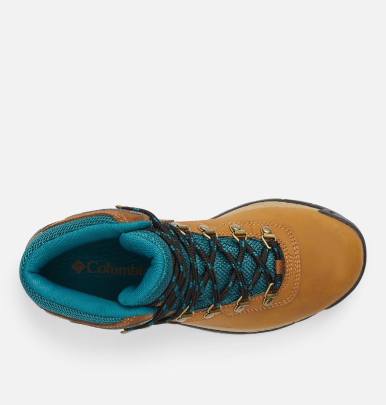 Women's Newton Ridge Plus Waterproof Hiking Boot - Wide, Color: Elk, River Blue, image 4