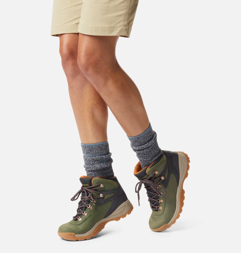 Women's Newton Ridge Plus Waterproof Hiking Boot - Wide, Color: Hiker Green, Caramel, image 10