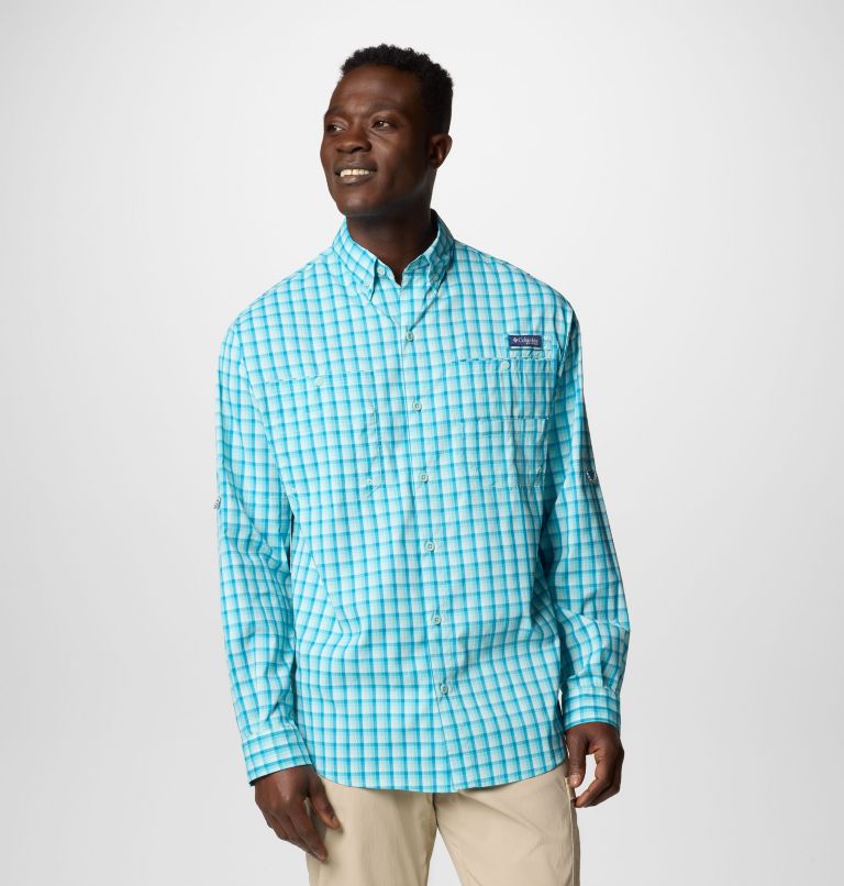 Men’s PFG Super Tamiami Long Sleeve Shirt, Color: Spray Gradient Check, image 1