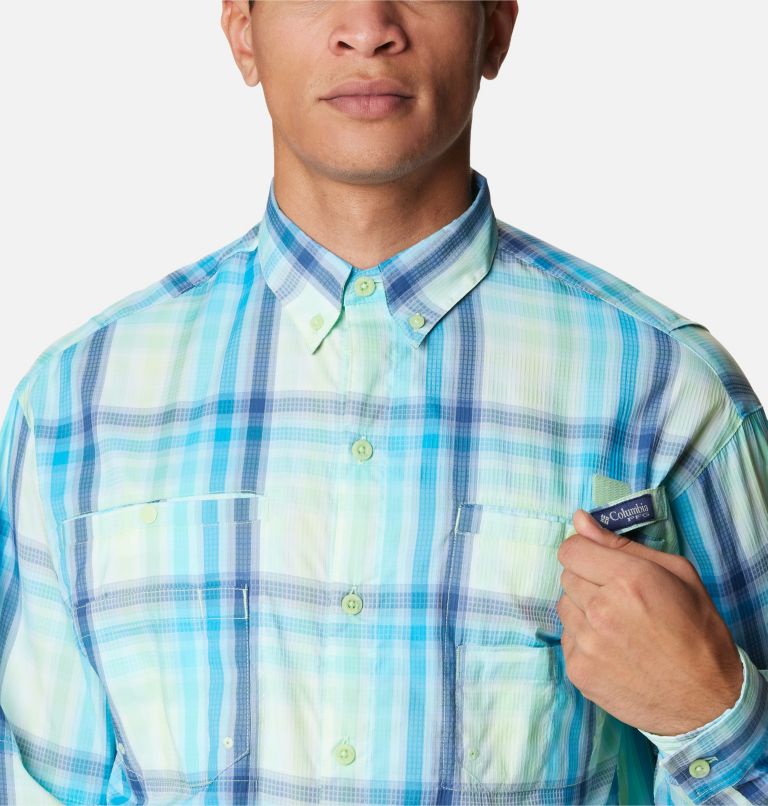 Men’s PFG Super Tamiami Long Sleeve Shirt, Color: Key West Blurcheck, image 4