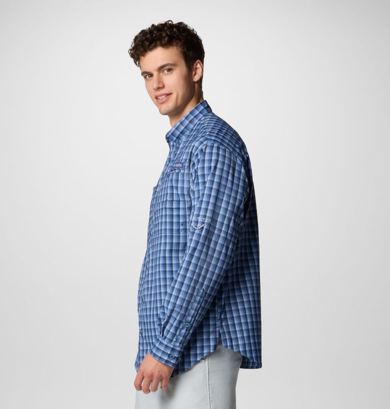 Men’s PFG Super Tamiami Long Sleeve Shirt, Color: Collegiate Navy Gradient Check, image 4