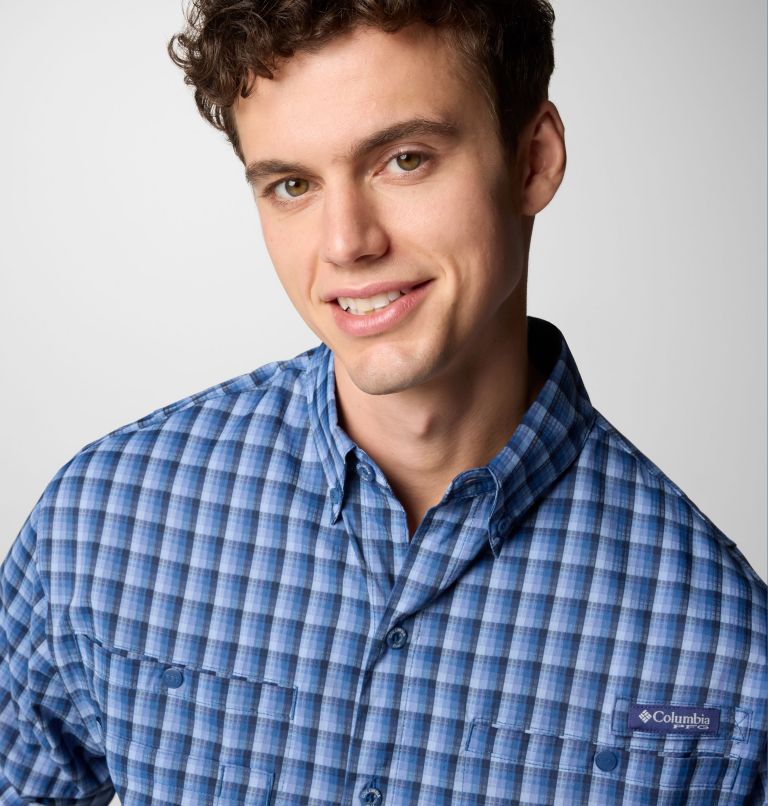 Men’s PFG Super Tamiami Long Sleeve Shirt, Color: Collegiate Navy Gradient Check, image 5