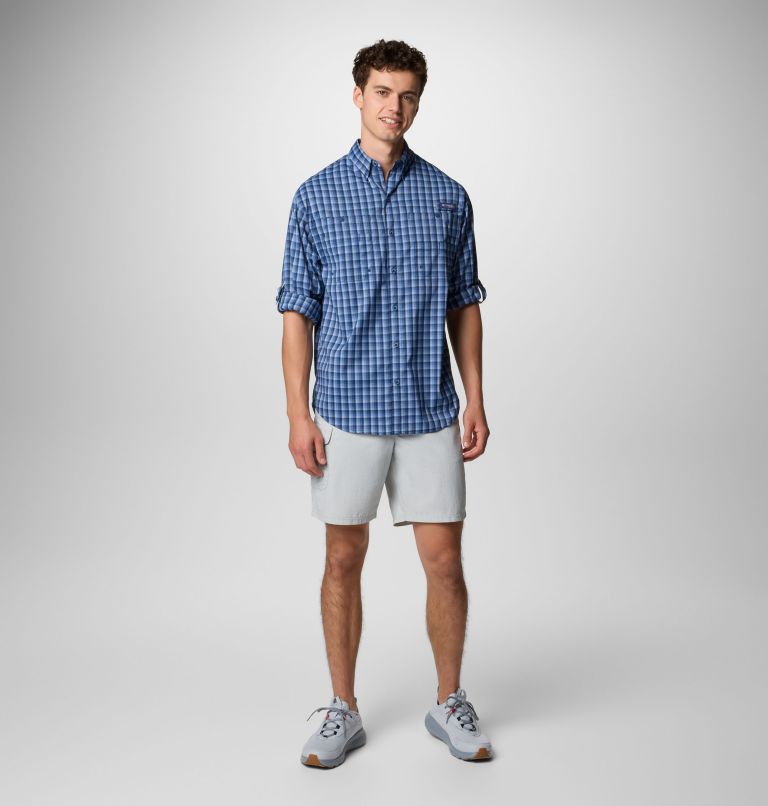 Men’s PFG Super Tamiami Long Sleeve Shirt, Color: Collegiate Navy Gradient Check, image 2