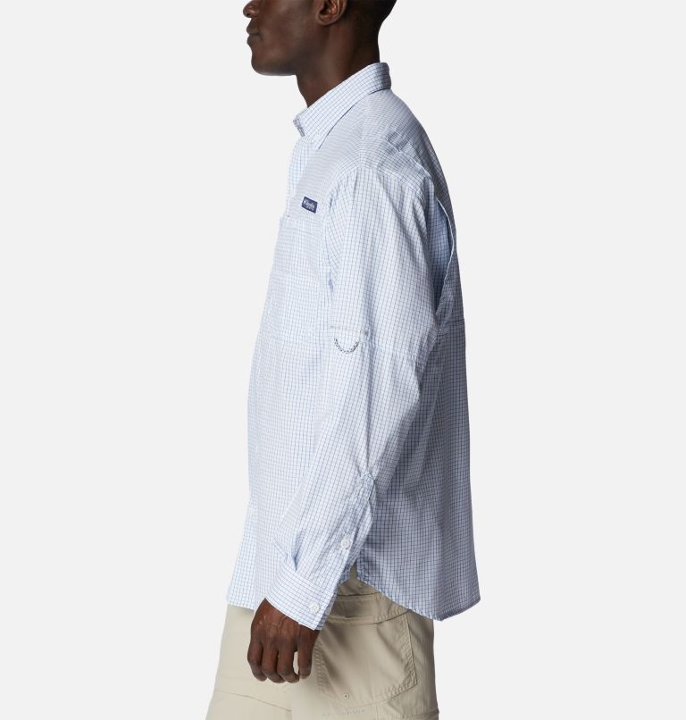 Men’s PFG Super Tamiami Long Sleeve Shirt, Color: Vivid Blue Multi Gingham, image 3