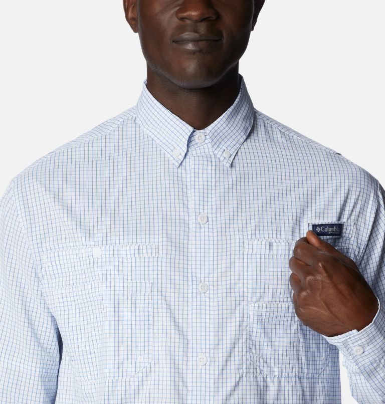 Men’s PFG Super Tamiami Long Sleeve Shirt, Color: Vivid Blue Multi Gingham, image 4