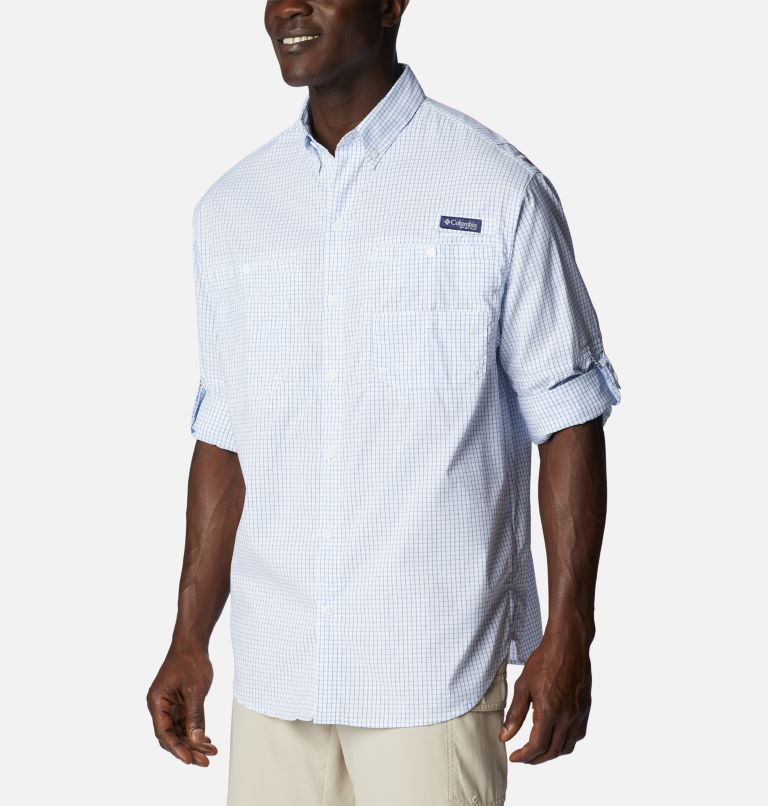 Men’s PFG Super Tamiami Long Sleeve Shirt, Color: Vivid Blue Multi Gingham, image 6