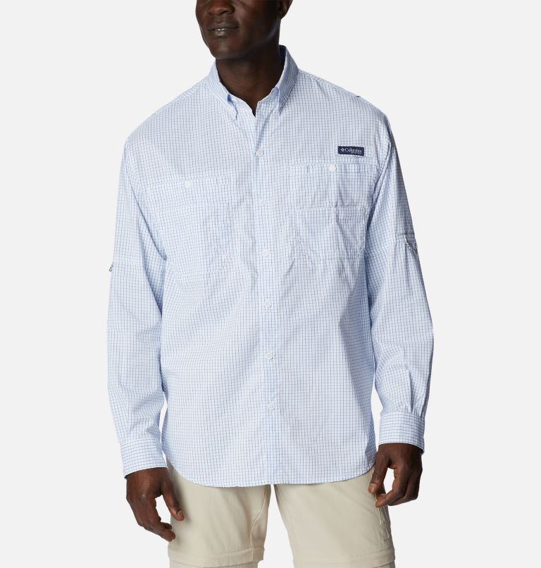 Men’s PFG Super Tamiami Long Sleeve Shirt, Color: Vivid Blue Multi Gingham, image 1