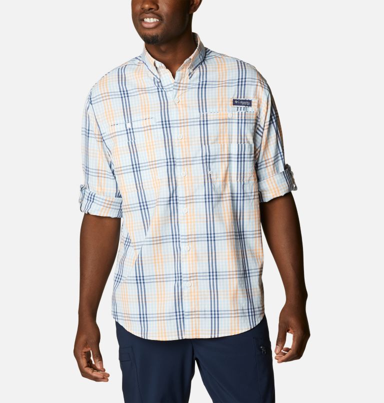 Men’s PFG Super Tamiami Long Sleeve Shirt, Color: Spring Blue Blanket Gingham, image 6