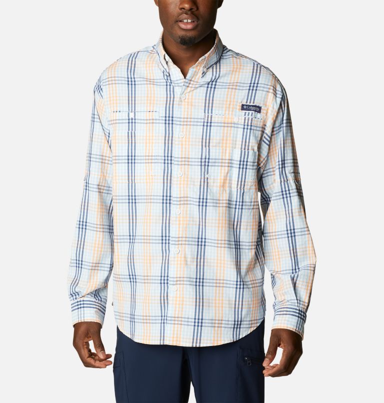 Men’s PFG Super Tamiami Long Sleeve Shirt, Color: Spring Blue Blanket Gingham, image 1