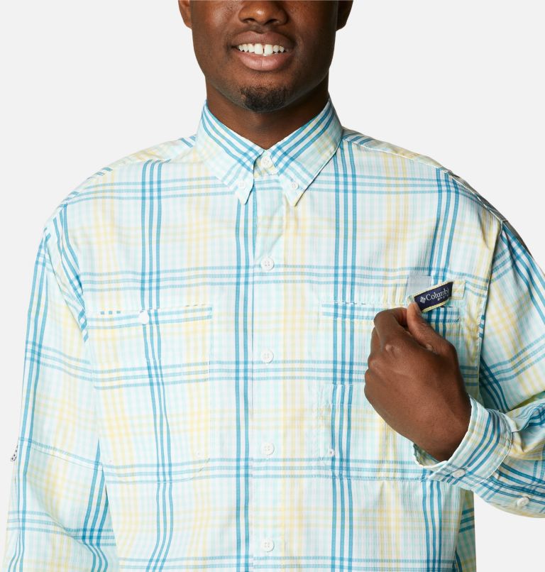 Thumbnail: Men’s PFG Super Tamiami Long Sleeve Shirt, Color: Gulf Stream Blanket Gingham, image 4
