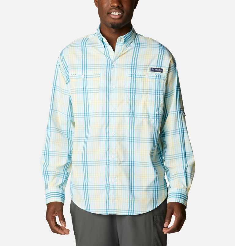 Thumbnail: Men’s PFG Super Tamiami Long Sleeve Shirt, Color: Gulf Stream Blanket Gingham, image 1