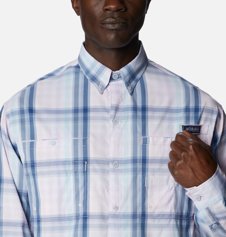 Men’s PFG Super Tamiami Long Sleeve Shirt, Color: Soft Violet Blur Check, image 4
