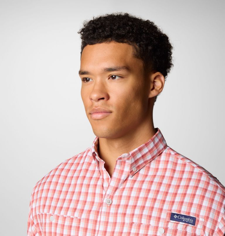Men’s PFG Super Tamiami Long Sleeve Shirt, Color: Dusty Crimson Gradient Check, image 5