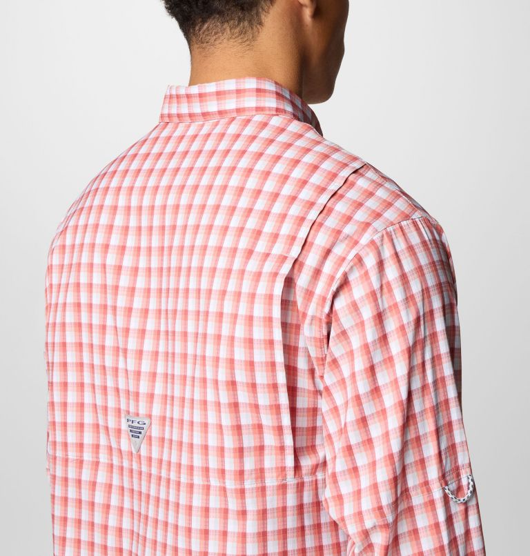 Men’s PFG Super Tamiami Long Sleeve Shirt, Color: Dusty Crimson Gradient Check, image 6