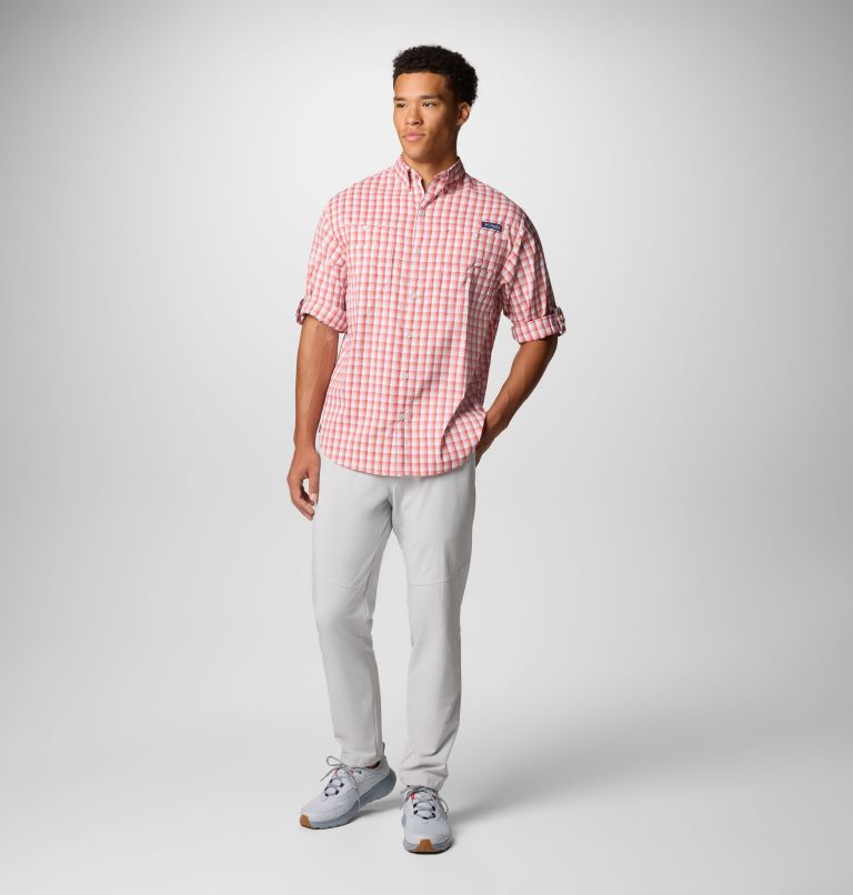 Men’s PFG Super Tamiami Long Sleeve Shirt, Color: Dusty Crimson Gradient Check, image 2