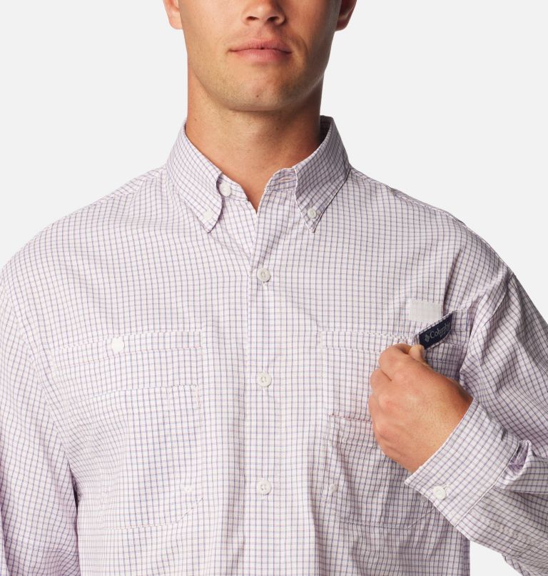 Men’s PFG Super Tamiami Long Sleeve Shirt, Color: Sunset Red, Multi Gingham, image 4