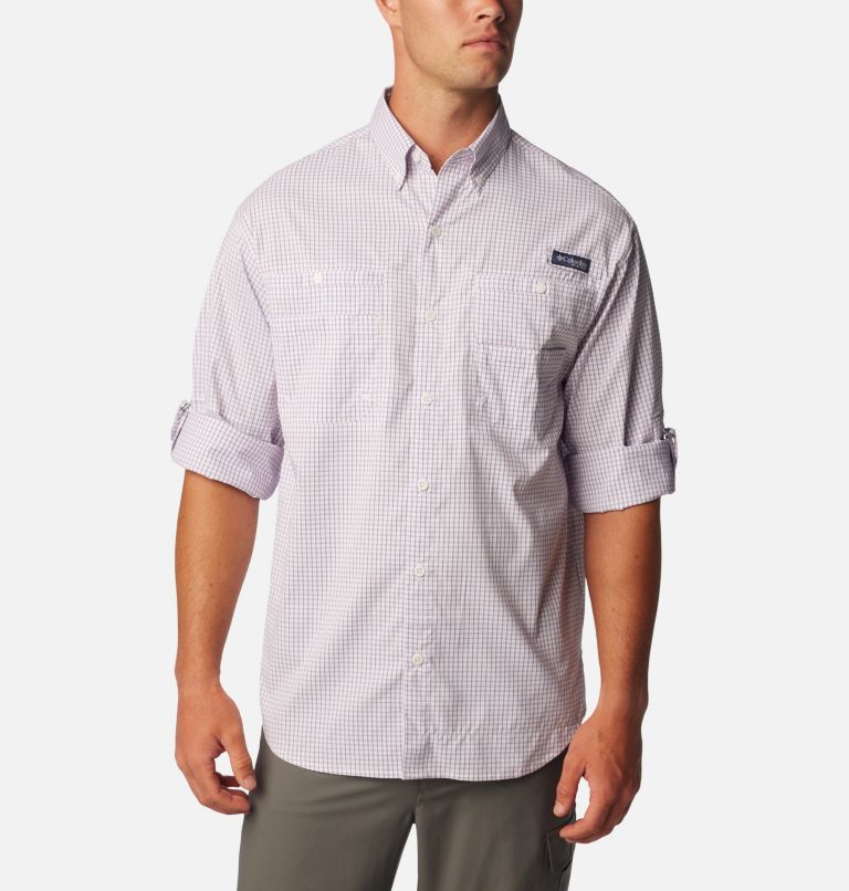 Men’s PFG Super Tamiami Long Sleeve Shirt, Color: Sunset Red, Multi Gingham, image 6