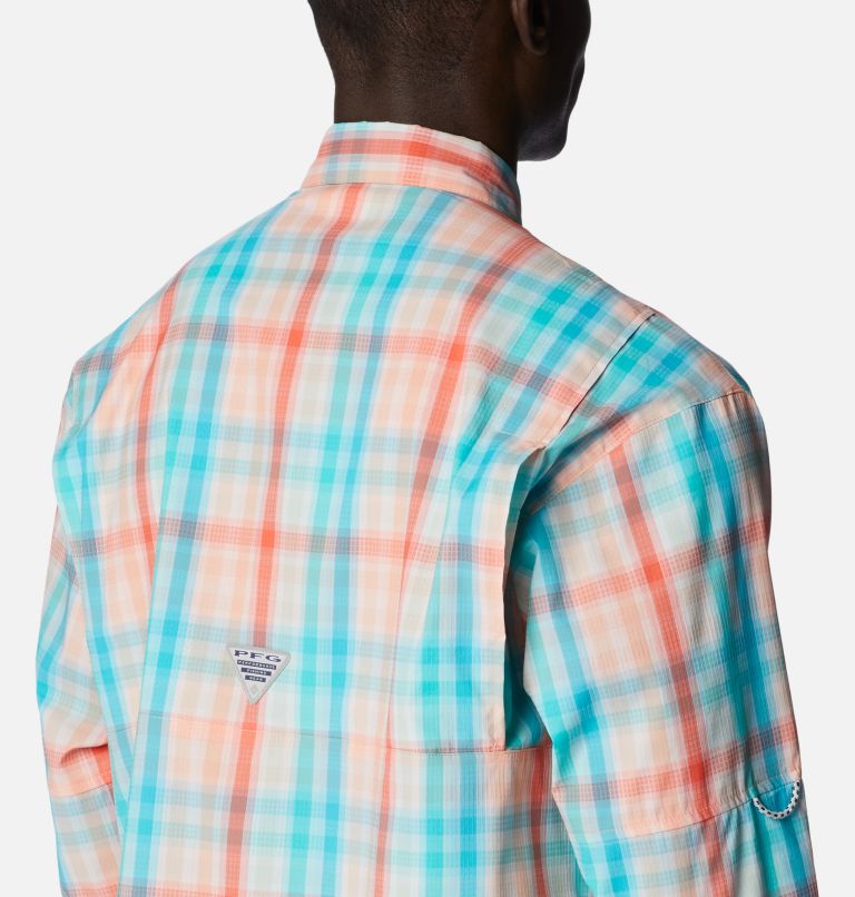 Men’s PFG Super Tamiami Long Sleeve Shirt, Color: Corange Blur Check, image 5