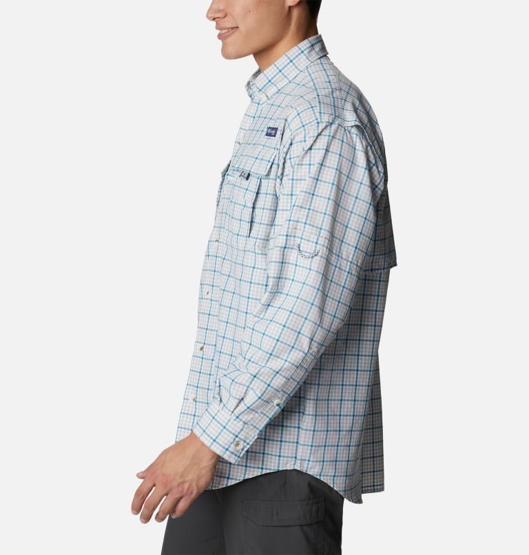 Men’s PFG Super Bahama Long Sleeve Shirt, Color: Cool Grey Gingham Grid, image 3