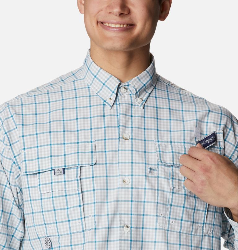 Men’s PFG Super Bahama Long Sleeve Shirt, Color: Cool Grey Gingham Grid, image 4