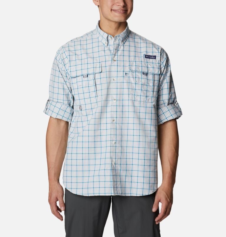 Men’s PFG Super Bahama Long Sleeve Shirt, Color: Cool Grey Gingham Grid, image 6