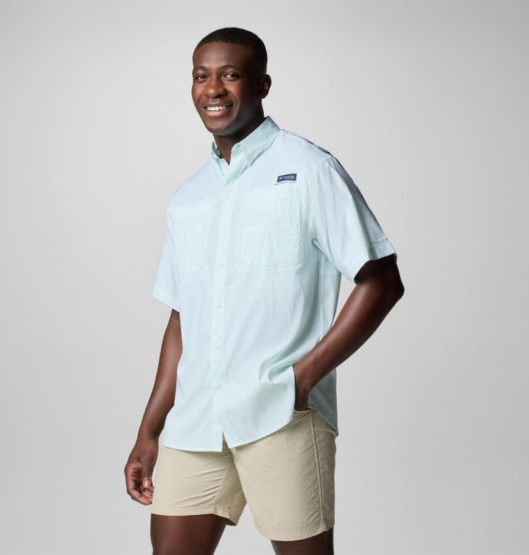Men’s PFG Super Tamiami Short Sleeve Shirt, Color: Glaze Green Multi Gingham, image 4