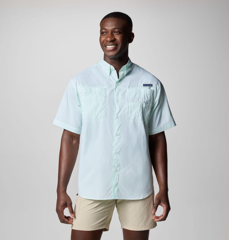 Men’s PFG Super Tamiami Short Sleeve Shirt, Color: Glaze Green Multi Gingham, image 1