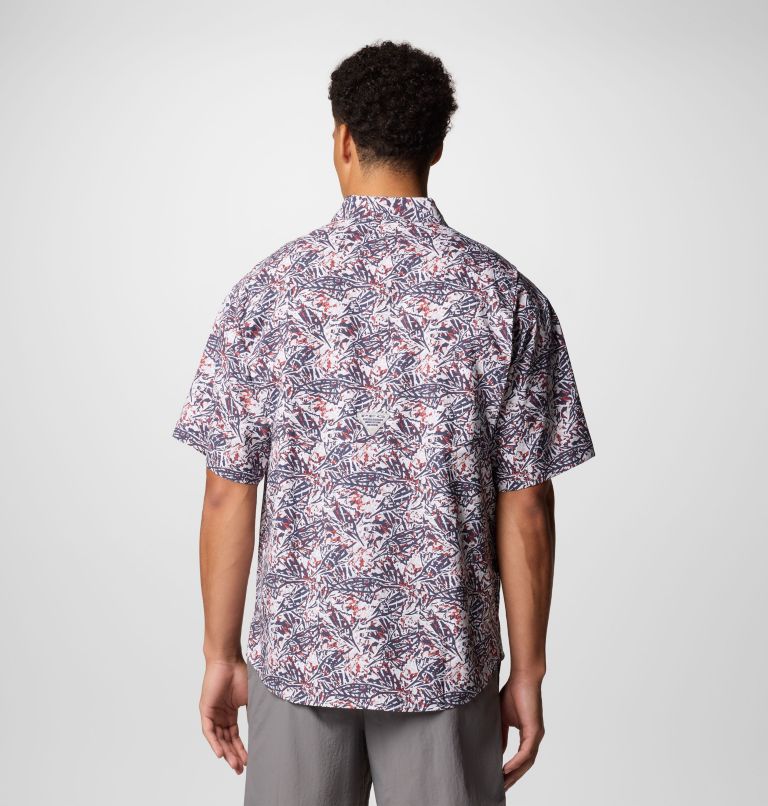 Men’s PFG Super Tamiami Short Sleeve Shirt, Color: Nocturnal Marlin Palms, image 3