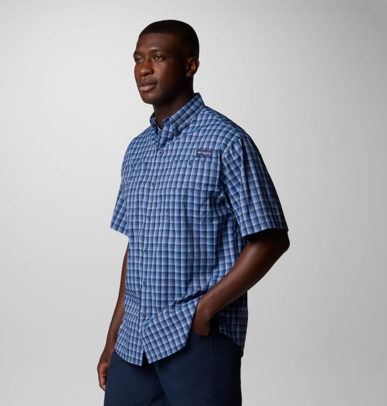 Men’s PFG Super Tamiami Short Sleeve Shirt, Color: Collegiate Navy Gradient Check, image 4