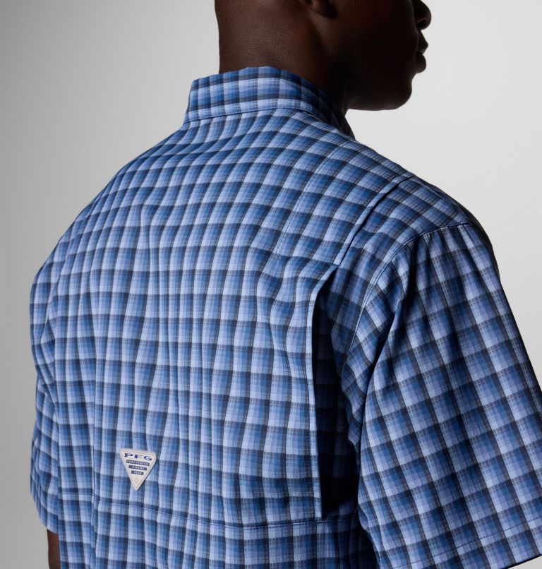 Men’s PFG Super Tamiami Short Sleeve Shirt, Color: Collegiate Navy Gradient Check, image 6