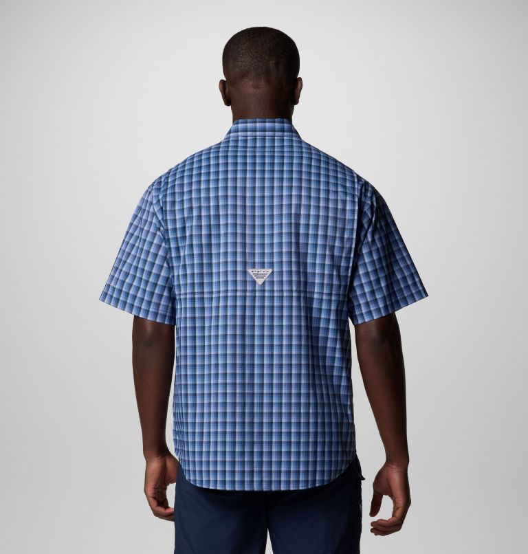 Men’s PFG Super Tamiami Short Sleeve Shirt, Color: Collegiate Navy Gradient Check, image 3