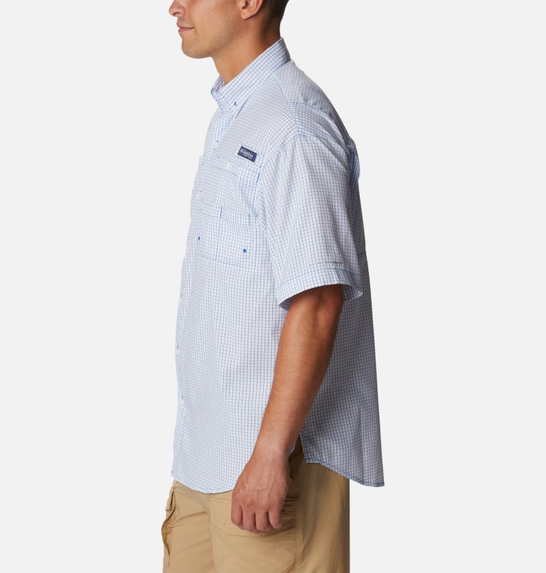 Men’s PFG Super Tamiami Short Sleeve Shirt, Color: Vivid Blue Multi Gingham, image 3