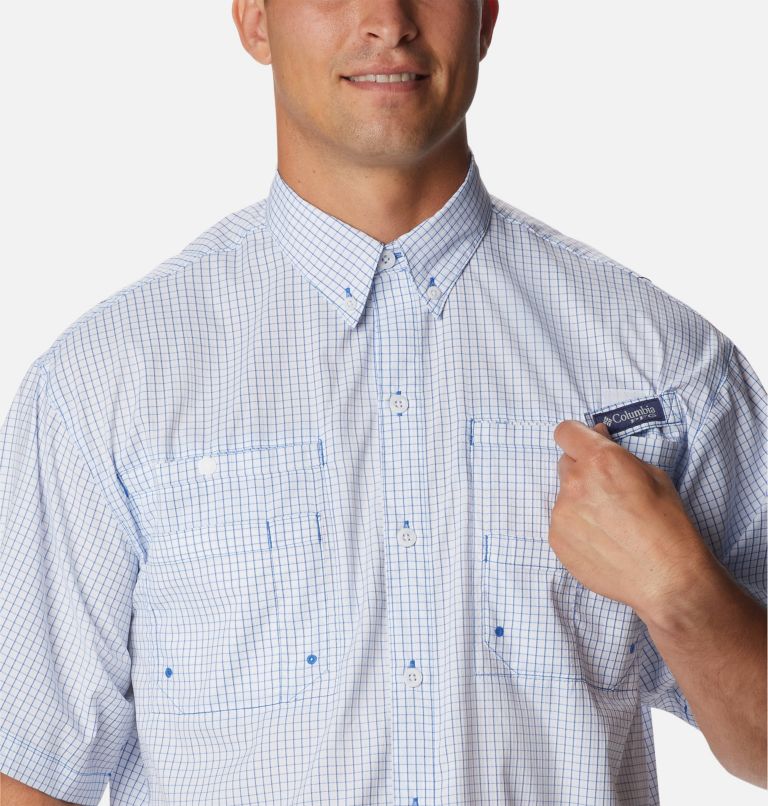 Men’s PFG Super Tamiami Short Sleeve Shirt, Color: Vivid Blue Multi Gingham, image 4