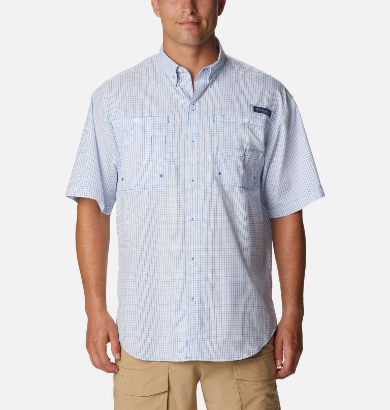 Men’s PFG Super Tamiami Short Sleeve Shirt, Color: Vivid Blue Multi Gingham, image 1
