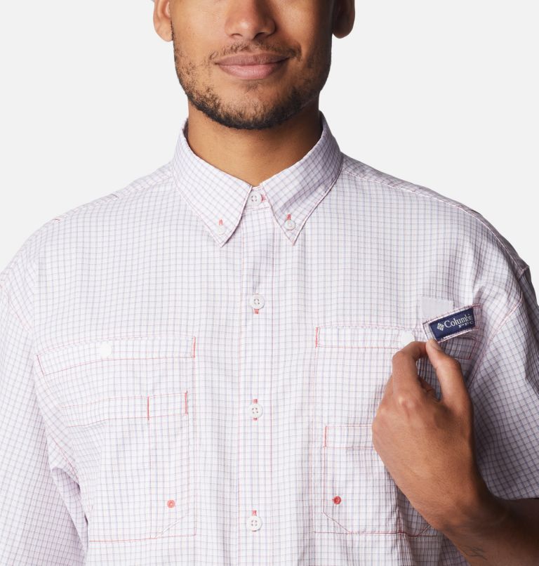 Men’s PFG Super Tamiami Short Sleeve Shirt, Color: Sunset Red Multi Gingham, image 4