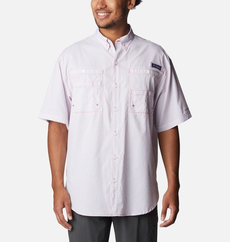 Men’s PFG Super Tamiami Short Sleeve Shirt, Color: Sunset Red Multi Gingham, image 1