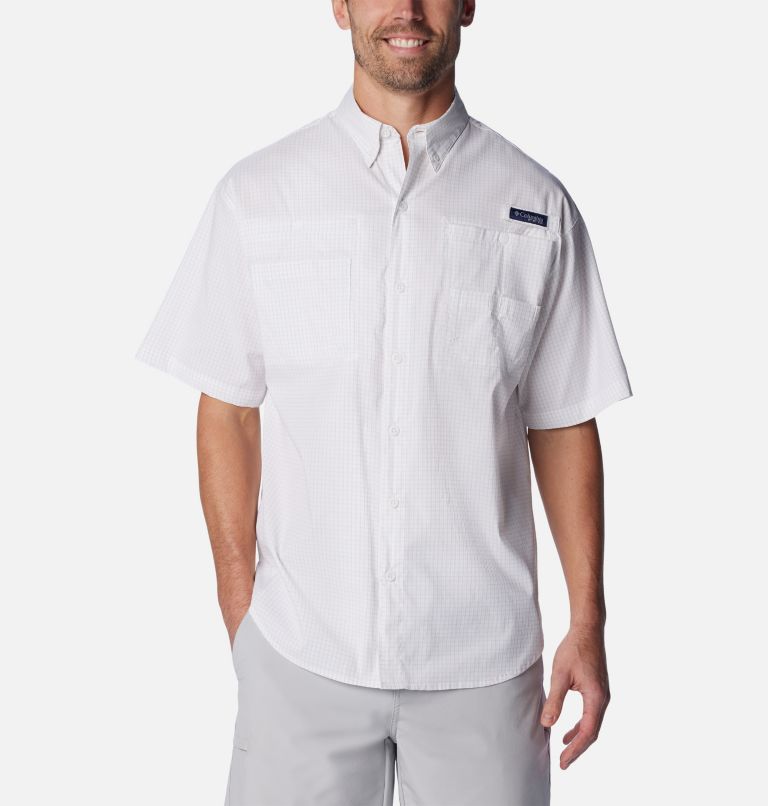 Columbia Men's PFG Super Tamiami Short Sleeve Shirt, Large, Blue