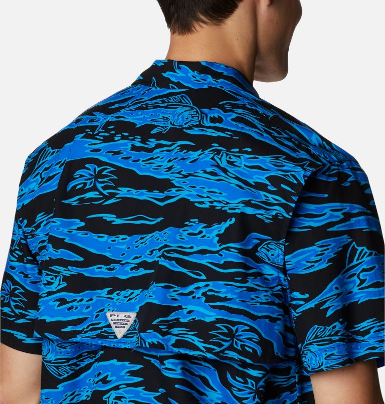 Men’s PFG Trollers Best Short Sleeve Shirt, Color: Black Rough Waves Print, image 5