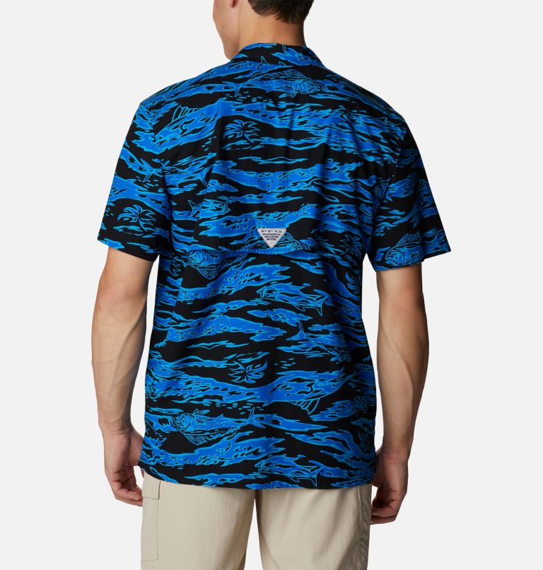 Men’s PFG Trollers Best Short Sleeve Shirt, Color: Black Rough Waves Print, image 2