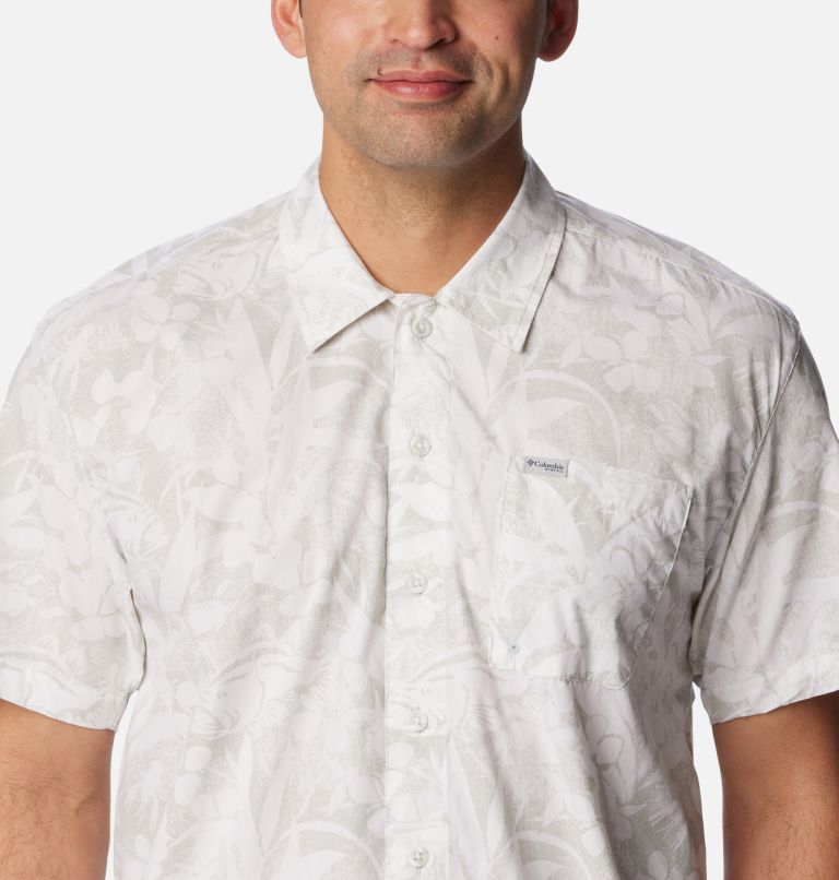 Men’s PFG Trollers Best Short Sleeve Shirt, Color: Cool Grey Basstyle Print, image 4