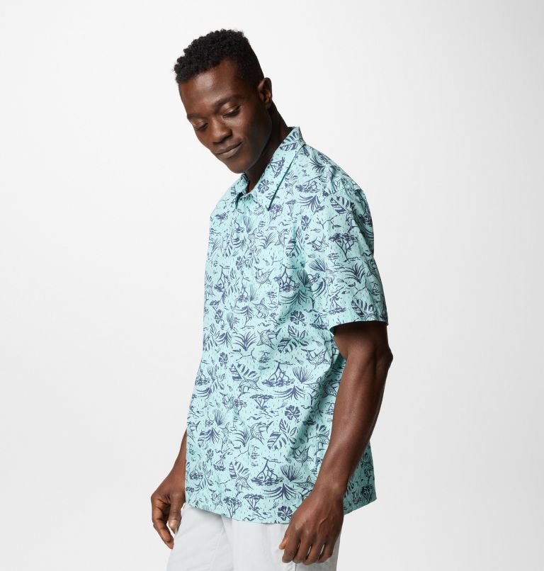 Men’s PFG Trollers Best Short Sleeve Shirt, Color: Spray Marlin Chase, image 4