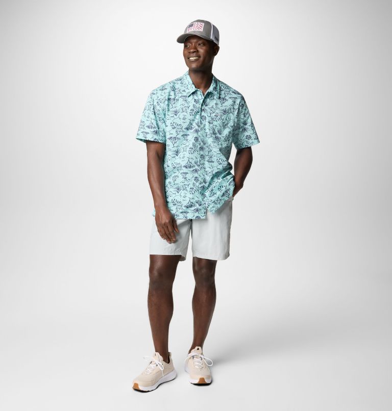 Men’s PFG Trollers Best Short Sleeve Shirt, Color: Spray Marlin Chase, image 2