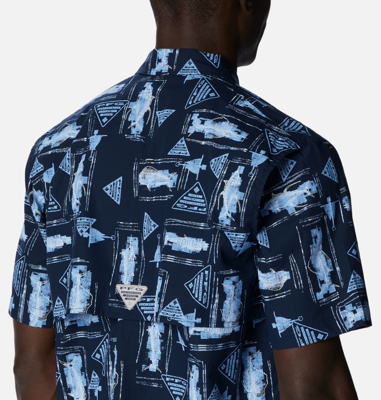 Men’s PFG Trollers Best Short Sleeve Shirt, Color: Collegiate Navy Anchors Up, image 5
