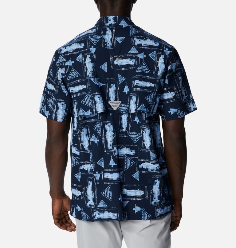 Men's PFG Trollers Best Short Sleeve Shirt – Tall, Color: Collegiate Navy Anchors Up, image 2