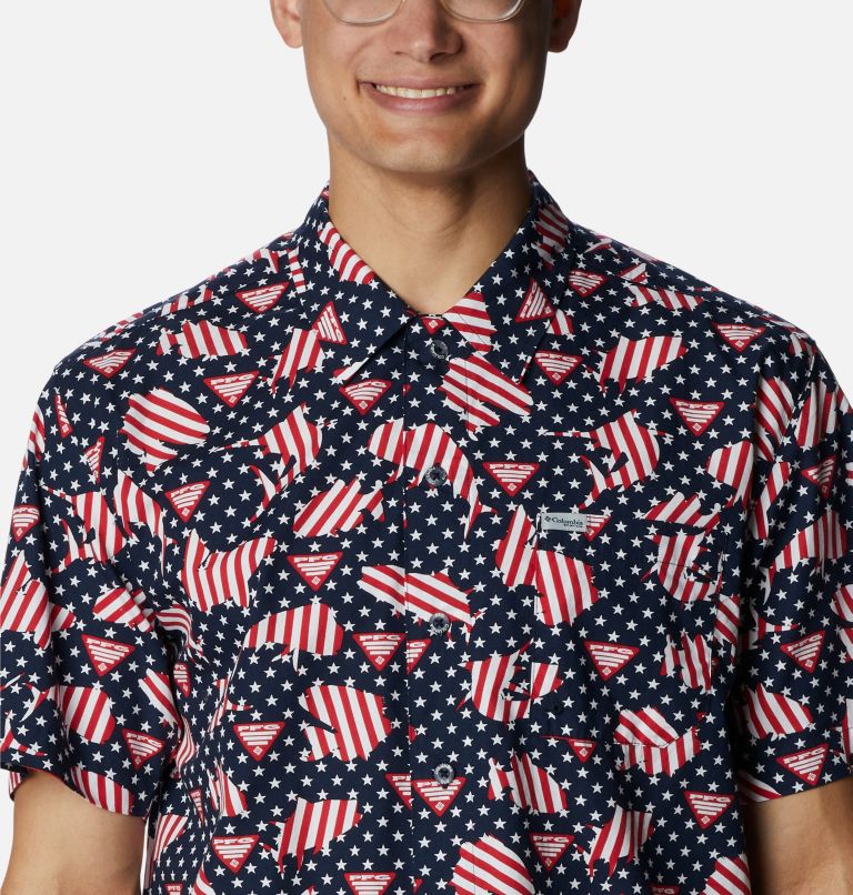 Men’s PFG Trollers Best Short Sleeve Shirt, Color: Collegiate Navy PFG Proud, image 4