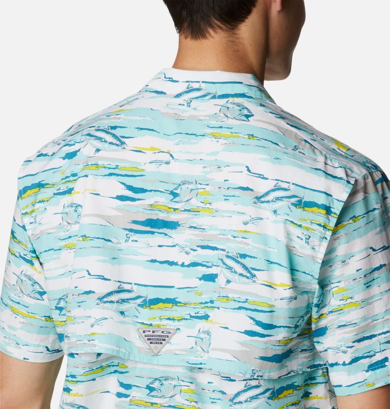Men’s PFG Trollers Best Short Sleeve Shirt, Color: Gulf Stream Flatout Print, image 5